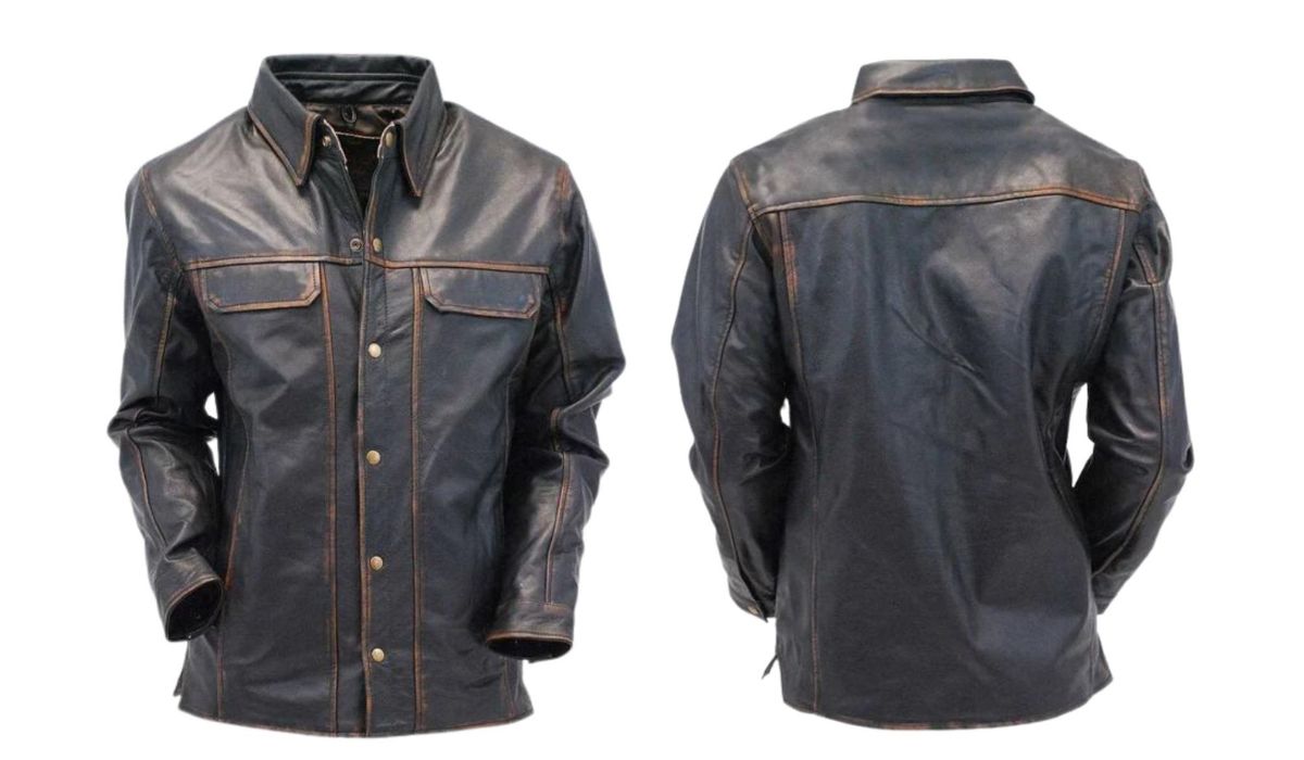 Vintage Black Leather Shirt For Men’s Fashion